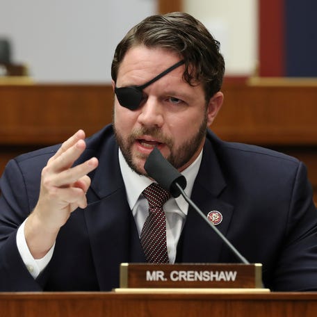 Republican U.S. Rep. Dan Crenshaw questions witnesses during a House Homeland Security Committee on Sept. 17, 2020.