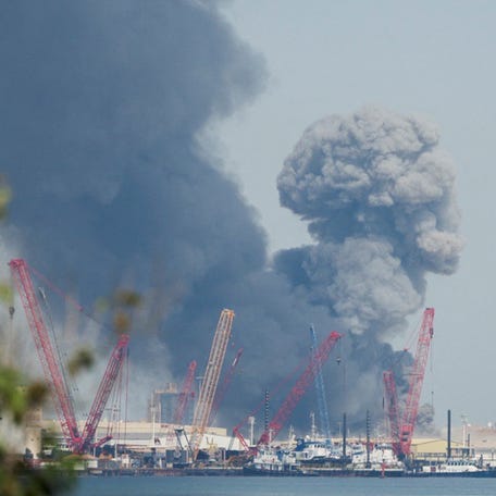 Smoke rises in the sky after blasts were heard in Manama, Bahrain, February 28, 2026.