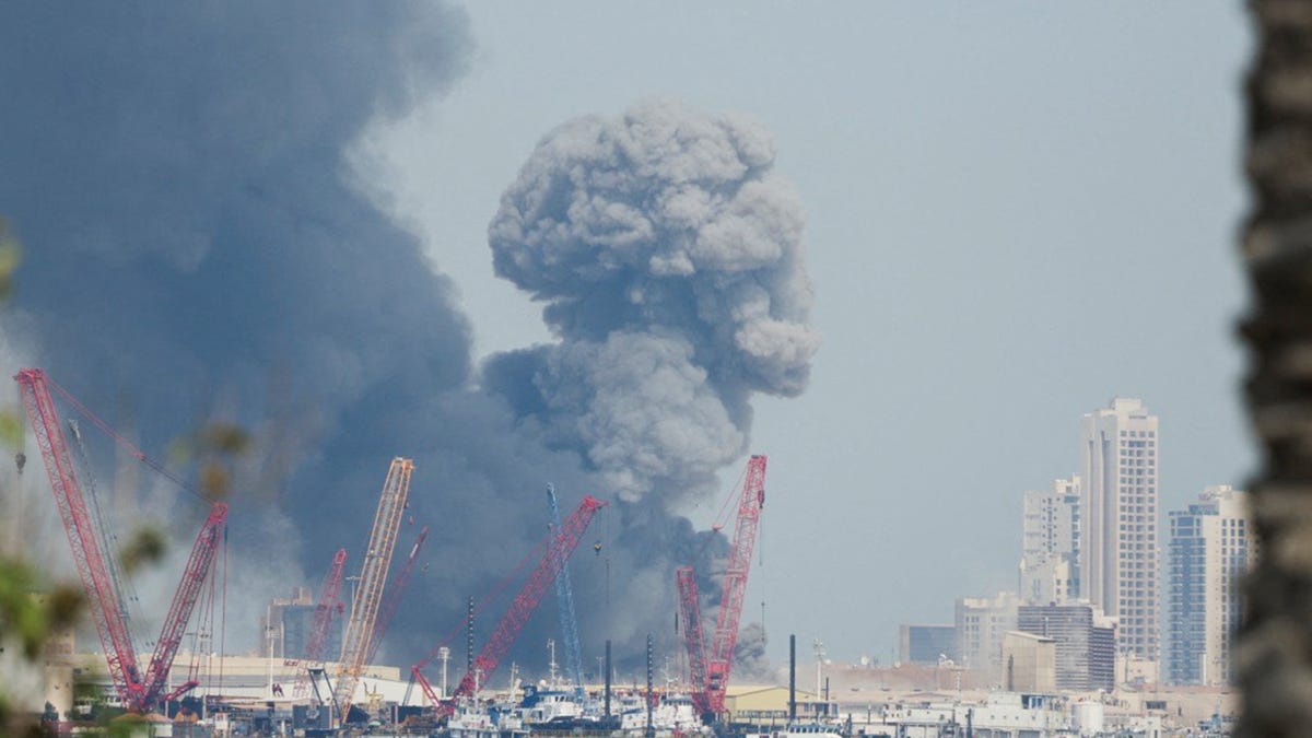 Smoke rises in the sky after blasts were heard in Manama, Bahrain, February 28, 2026.