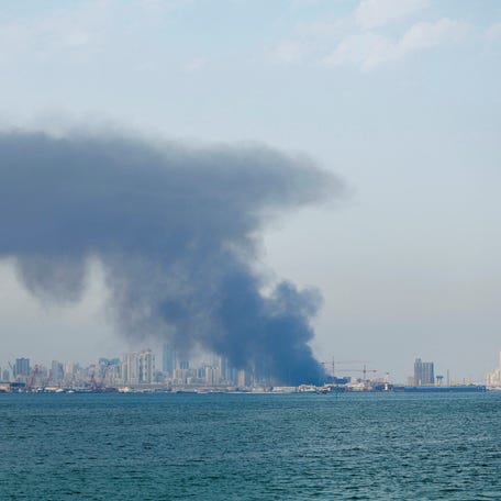 Smoke rises after reported Iranian missile attacks, following strikes by the United States and Israel against Iran, in Manama, Bahrain, Feb. 28, 2026.