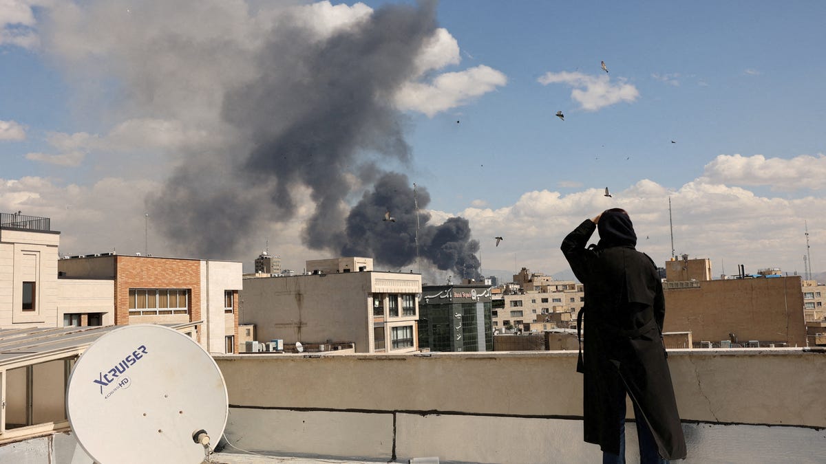 Smoke rises following an explosion, after Israel and the U.S. launched strikes on Iran, in Tehran, Iran on March 1, 2026.