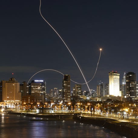 An interception attempt is made by Israel as missiles are launched from Iran, following Israeli and U.S. strikes on Iran, in Tel Aviv, Israel March 1, 2026.
