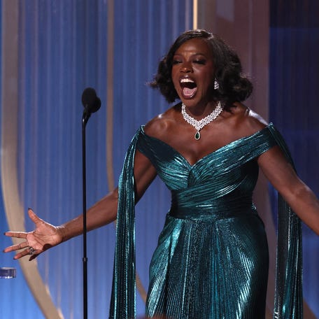 Viola Davis presents the award for Outstanding Performance by a Male Actor in a Leading Role in a Motion Picture to Michael B. Jordan for "Sinners" during the 32nd Annual Actor Awards on March 1, 2026 in Los Angeles.