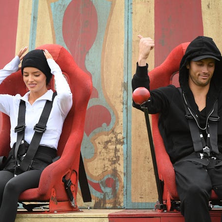 Maura Higgins and Rob Rausch in "The Traitors" Season 4.