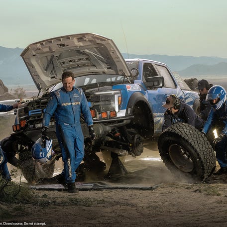 A still from Ford Motor's new marketing campaign to air during the start of racing season on March 5, 2026 called "Every Ground Is Our Proving Ground." The campaign shows how Ford applies what it learns in off-road and Formula One racing to the real world.