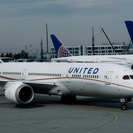 A United Airlines plane taxis at San Francisco International Airport on Jan. 20, 2026.