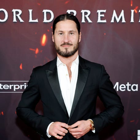 Valentin Chmerkovskiy attends the world premiere of 20th Century Studios "Avatar: Fire and Ash" at The Dolby Theatre in Hollywood, California on Dec. 1, 2025.