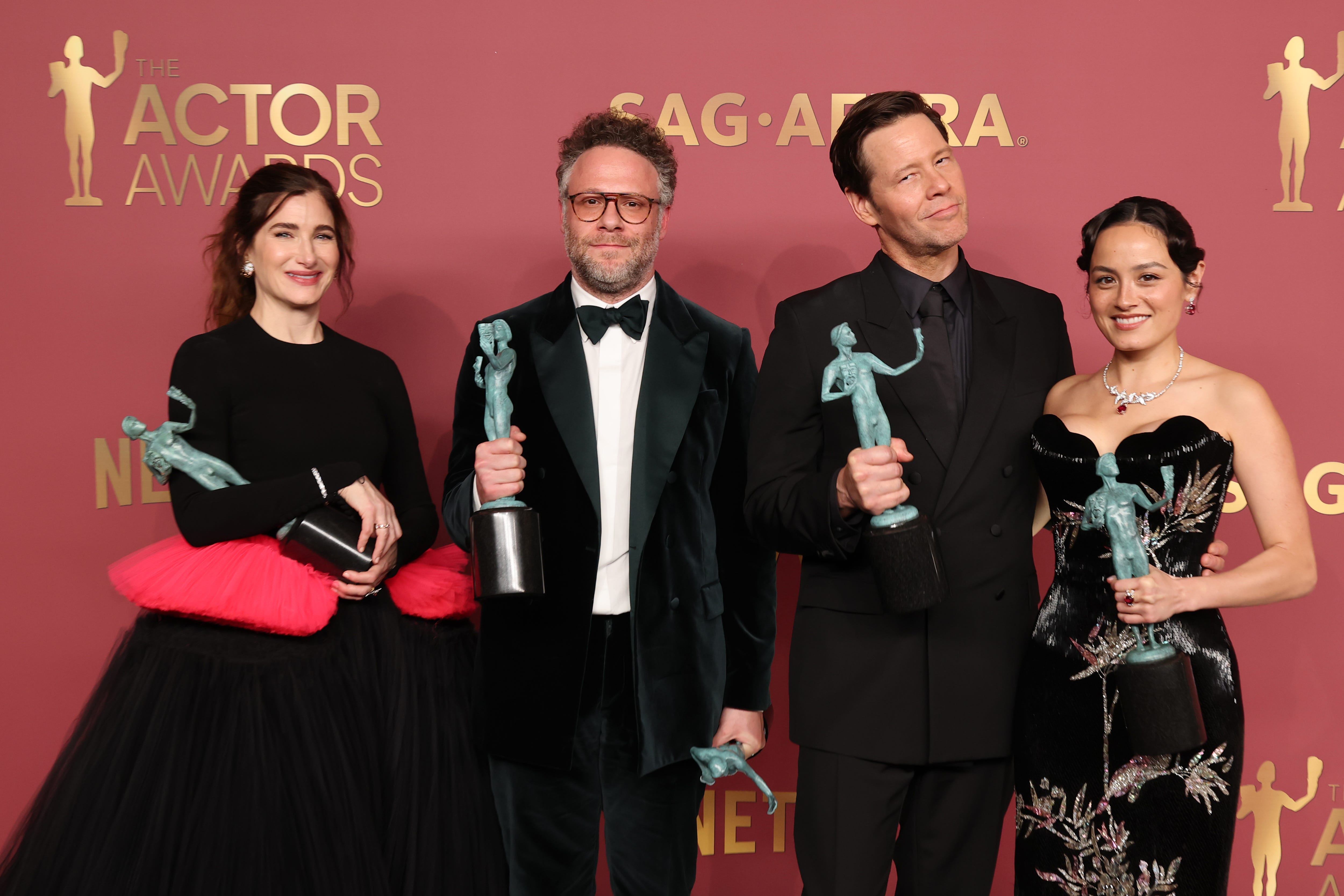 <p style="margin: 0px;">From left, Kathryn Hahn, Seth Rogen, Ike Barinholtz and Chase Sui Wonders</p>