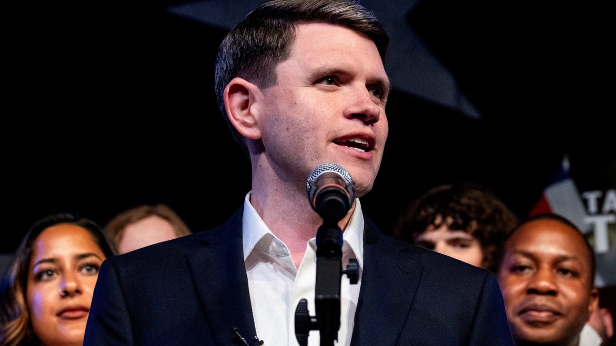 Democratic U.S. Senate candidate for Texas, James Talarico, speaks during his primary election night party in Austin on March 4, 2026.