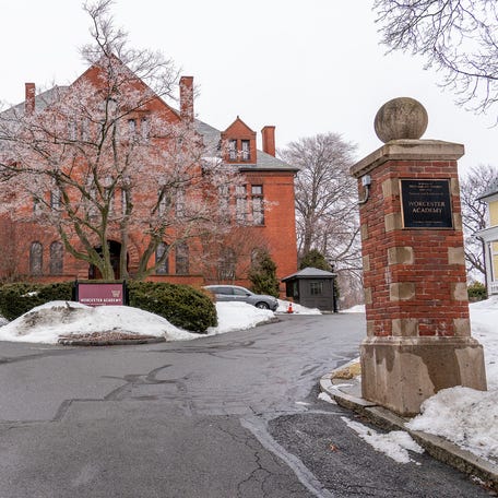 The entrance to Worcester Academy on Providence Street.