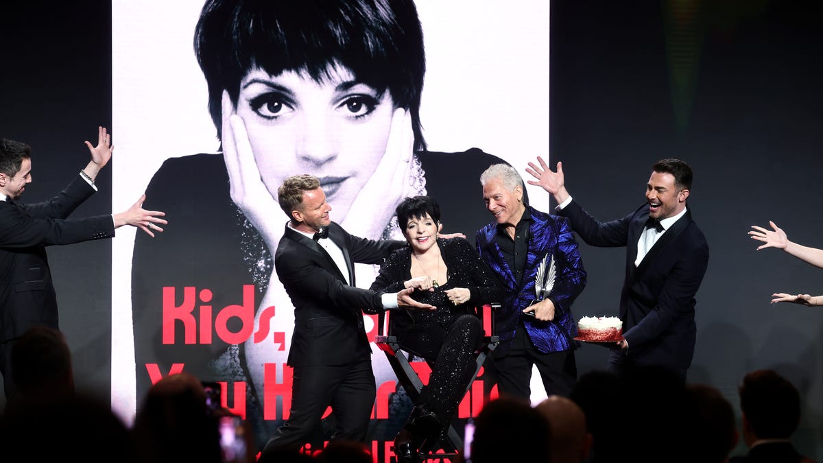 Liza Minnelli, Michael Feinstein and host Jonathan Bennett perform onstage during the 37th Annual GLAAD Media Awards at The Beverly Hilton on March 5, 2026, in Beverly Hills, California.