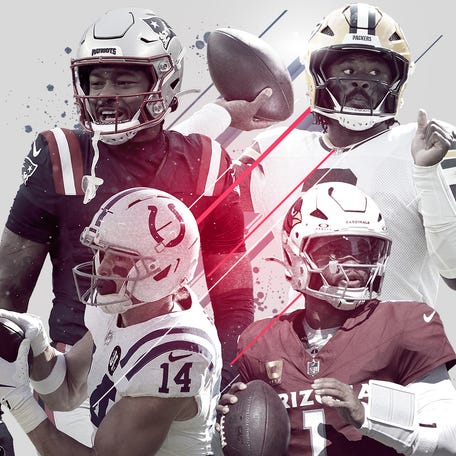 Stephon Diggs of the New England Patriots, Malik Willis of the Green Bay Packers, Kyler Murray of the Arizona Cardinals and Alec Pierce of the Indianapolis Colts