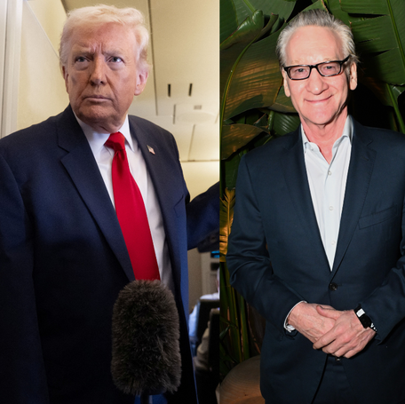 Bill Maher, right, responded to President Donald Trump's Truth Social post about him on the March 6 episode of "Real Time."