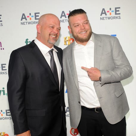 Rick Harrison, left, and Corey Harrison attend 2015 A+E Networks Upfront on April 30, 2015, in New York City.