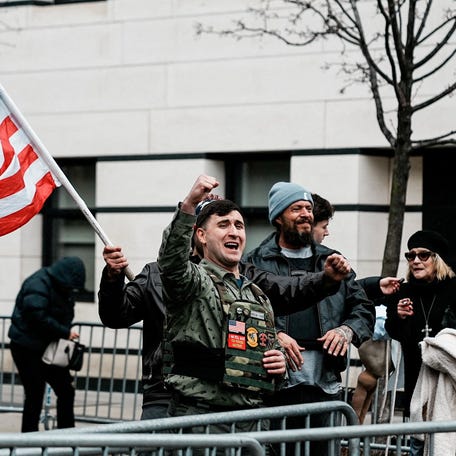 Right-wing activist Jake Lang leads the 