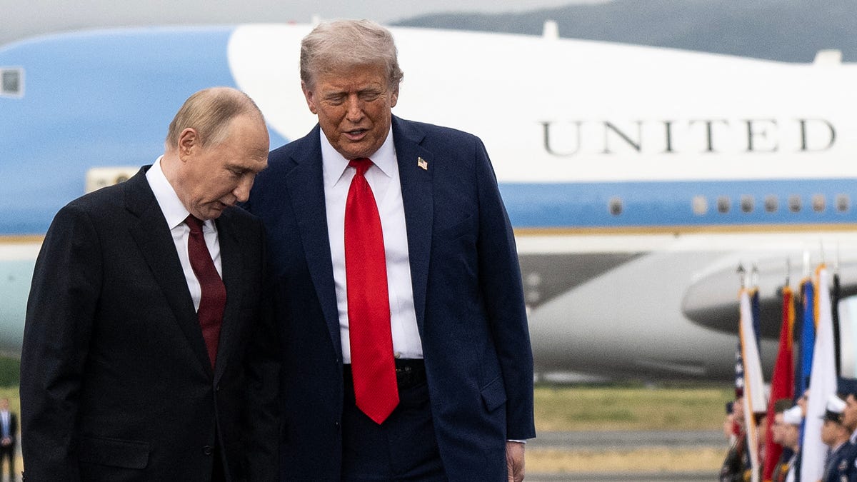President Donald Trump and Russian President Vladimir Putin meet in Anchorage, Alaska, on Aug. 15, 2025.