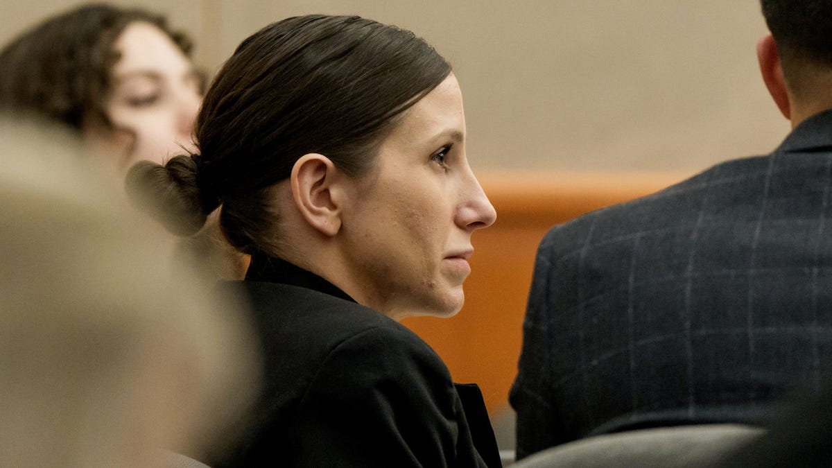 Kouri Richins, a Utah mother accused of fatally poisoning her husband, looks on during her murder trial at the Summit County Courthouse in Park City, Utah, Monday, Feb. 23, 2026.