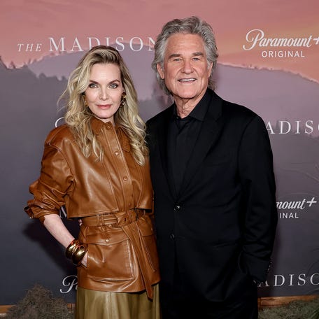 Michelle Pfeiffer and Kurt Russell attend Paramount+'s "The Madison" New York Premiere at Lincoln Center on March 9, 2026, in New York City.