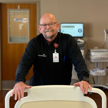 Tommy Bell, a patient transporter at AdventHealth Deland, became a patient himself after experiencing concerning symptoms.