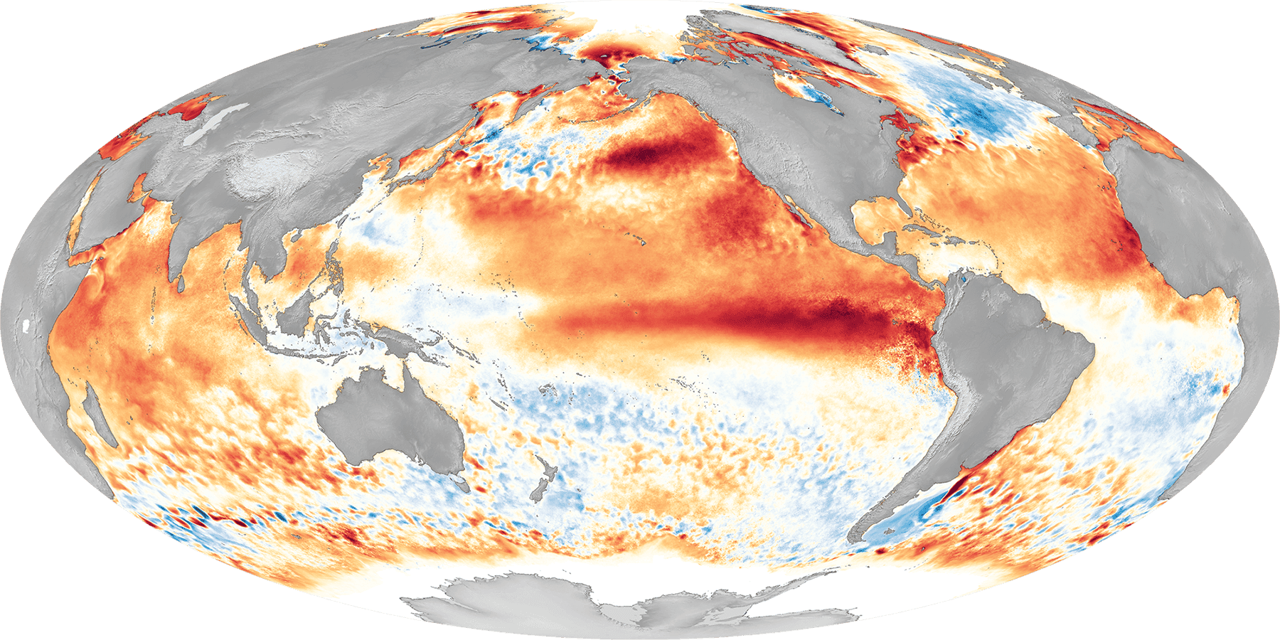 Map comparing 2016 record El Niño with 2026 projections