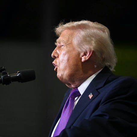 President Donald Trump speaks in Hebron, Kentucky, on March 11, 2026.