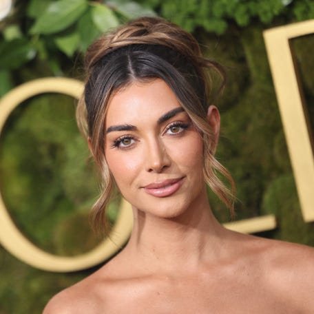 Internet personality Brianna LaPaglia arrives for the 82nd annual Golden Globe Awards at the Beverly Hilton hotel on Jan. 5, 2025.