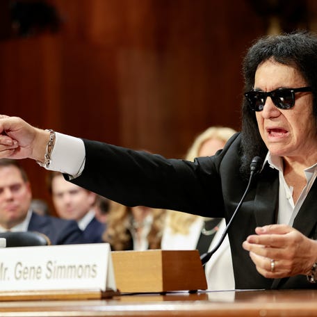 Gene Simmons testifies on Capitol Hill in Washington, DC, on Dec. 9, 2025.