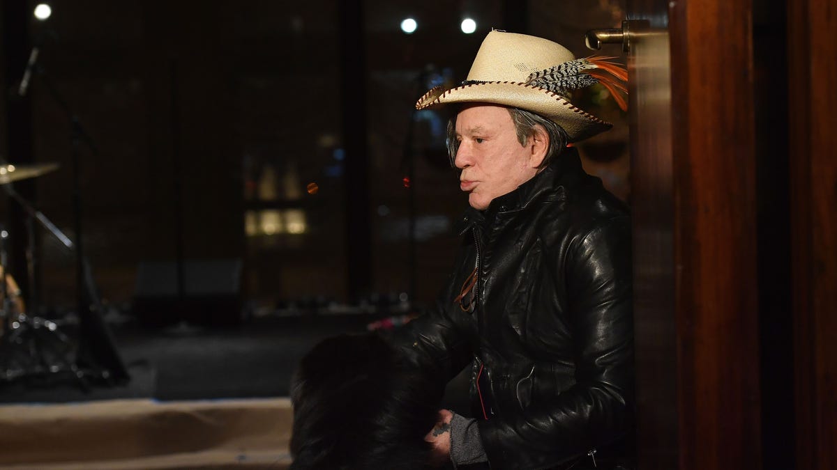 Mickey Rourke poses before the Billionaire fall/winter 19/20 collection by Philipp Plein during New York Fashion Week on Feb. 11, 2019, in New York City.