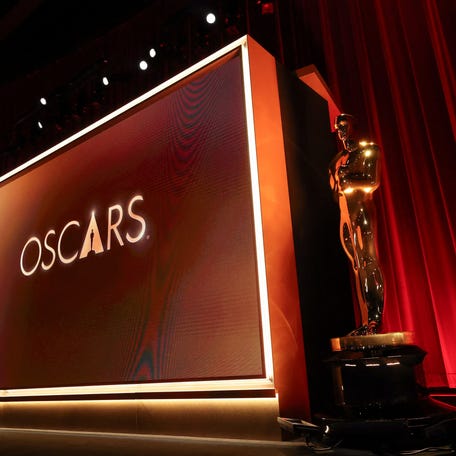 A large Oscar statue ahead of an event for the announcement of the nominees for the 98th Academy Awards, at the Samuel Goldwyn Theater in Beverly Hills on Jan. 22, 2026.