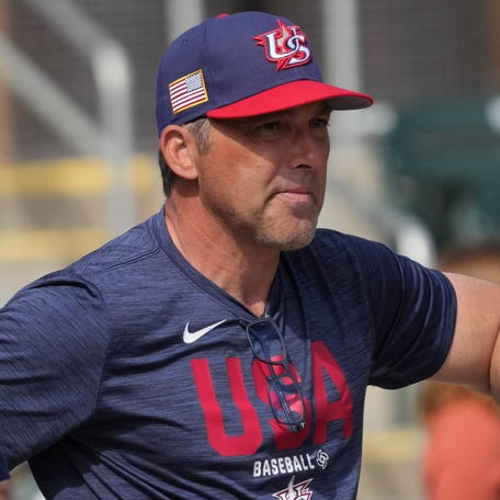 United States shortstop Bobby Witt Jr. and manager Mark DeRosa
