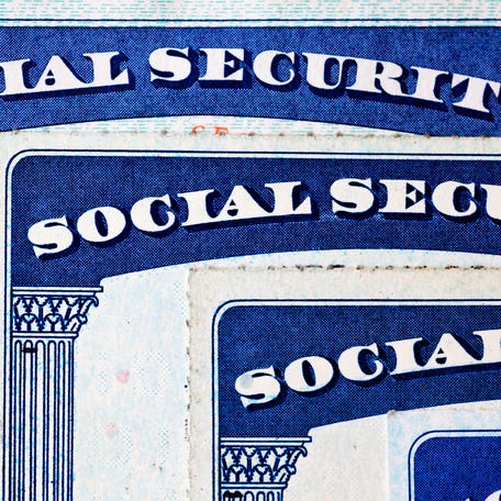 Close-up of American Social Security cards.