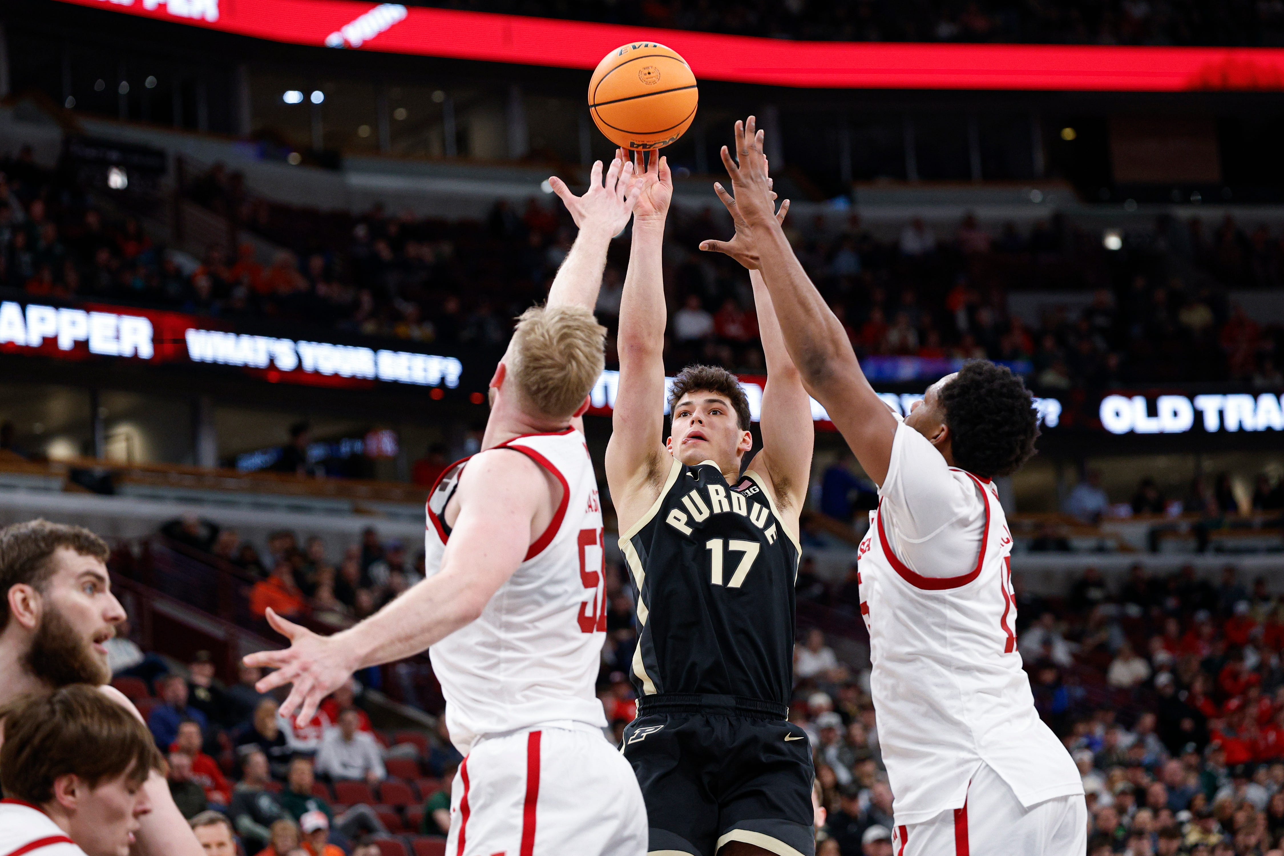 Athletes in a high-intensity moment during the game