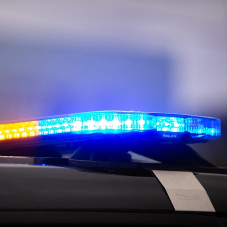A Corpus Christi police vehicle's sirens light up on Agnes Street in Corpus Christi, Texas, on Jan. 23, 2026.