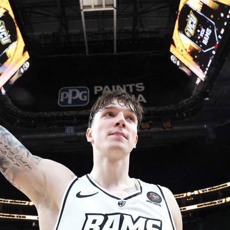 Lazar Djokovic (17) spent one season at Xavier in 2024. He played at Charleston in 2025 and is now going to the NCAA Tournament with VCU after helping lead the Rams to the A-10 Tournament title.