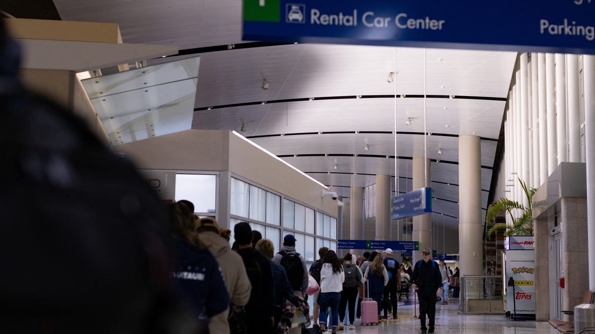 Travelers wait in Transportation Security Administration screening lines at the San Antonio International Airport in San Antonio, Texas, U.S., March 14, 2026.