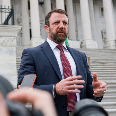 WASHINGTON, DC - MARCH 05: U.S. Sen. Markwayne Mullin (R-OK) speaks to reporters outside of the U.S. Capitol Building on March 05, 2026 in Washington, DC. President Donald Trump announced on Truth Social his intention to nominate Mullin to replace U.S. Secretary of Homeland Security Kristi Noem.