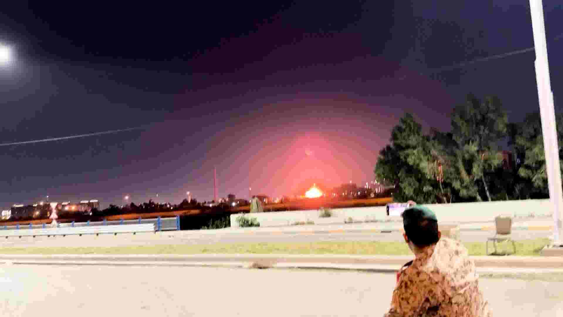 Fiery scene as US Embassy in Baghdad is struck in Iranian drone attack