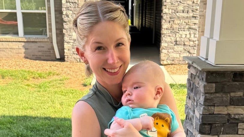 Alicia Grez, 41, and her son Thaxton Hall.