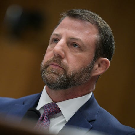 Sen. Markwayne Mullin, R-Oklahoma, nominated by President Donald Trump to replace Homeland Security Secretary Kristi Noem, testifies at his confirmation hearing in Washington, DC, on March 18, 2026.