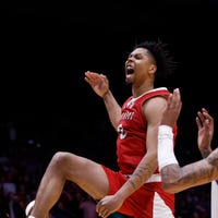 Miami (OH) RedHawks wing Eian Elmer (0) dunks in the second half against the SMU.