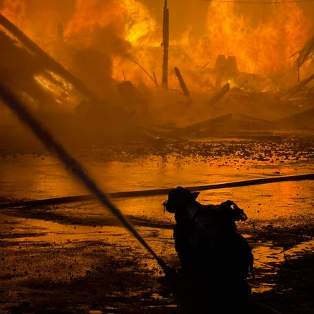 Winchendon firefighters battle a fire at a vacant building at 290 Lincoln Ave.