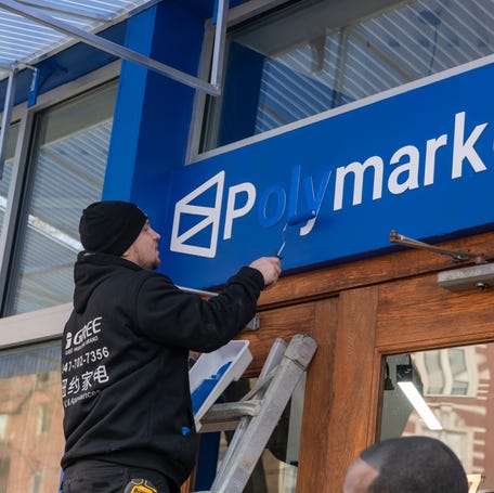 The prediction market company Polymarket prepares to open a free grocery store on Feb. 12, 2026, in New York City.