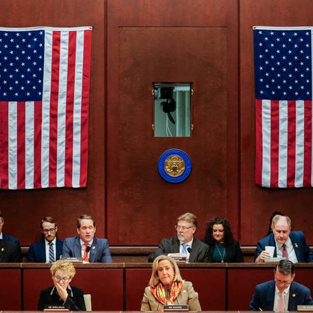 Members of the House Intelligence Committee sit on the day of the committee's hearing on worldwide threats, on Capitol Hill on March 19, 2026.