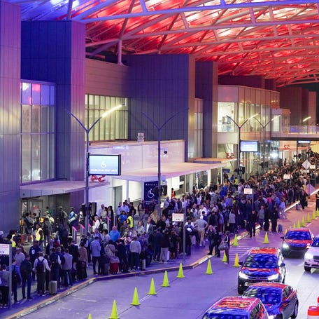 Travelers stand in long lines at Atlanta Hartsfield-Jackson International Airport on March 23, 2026 in Atlanta, Georgia. The travel disruptions continue as hundreds of TSA agents quit or work without pay during a partial government shutdown.