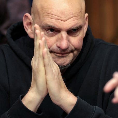 U.S. Sen. John Fetterman, D-Pa., on March 19, 2026, before voting to advance the nomination of Sen. Markwayne Mullin to be President Donald Trump's next Homeland Security secretary at a U.S. Senate Homeland Security and Governmental Affairs Committee meeting on Capitol Hill in Washington, D.C.
