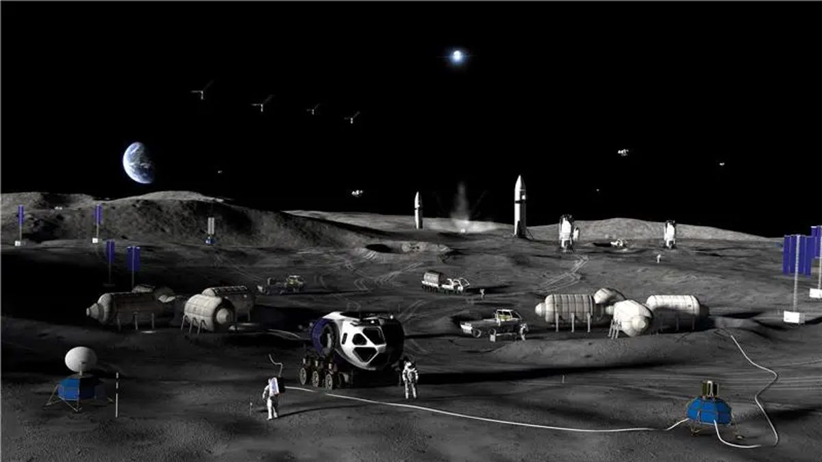 Artist rendering of the proposed NASA lunar base on the Moon surface