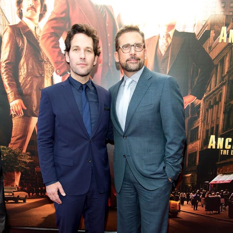 Paul Rudd and Steve Carell arrive at the "Anchorman 2: The Legend Continues" Australian premiere on Nov. 24, 2013, in Sydney, Australia.