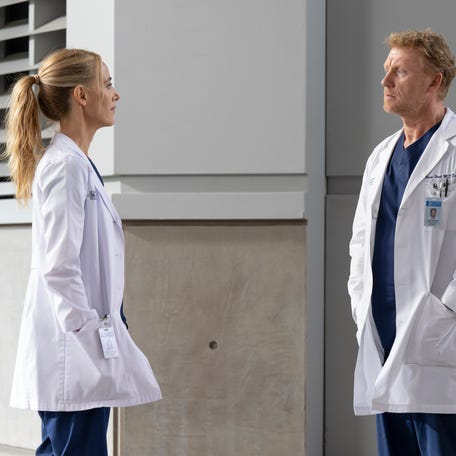 Kim Raver and Kevin McKidd in the Season 22 premiere of "Grey's Anatomy."
