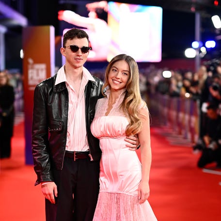 Trent and Sydney Sweeney attend the "Christy" Headline Gala at the 69th BFI London Film Festival at The Royal Festival Hall on Oct. 17, 2025, in London.
