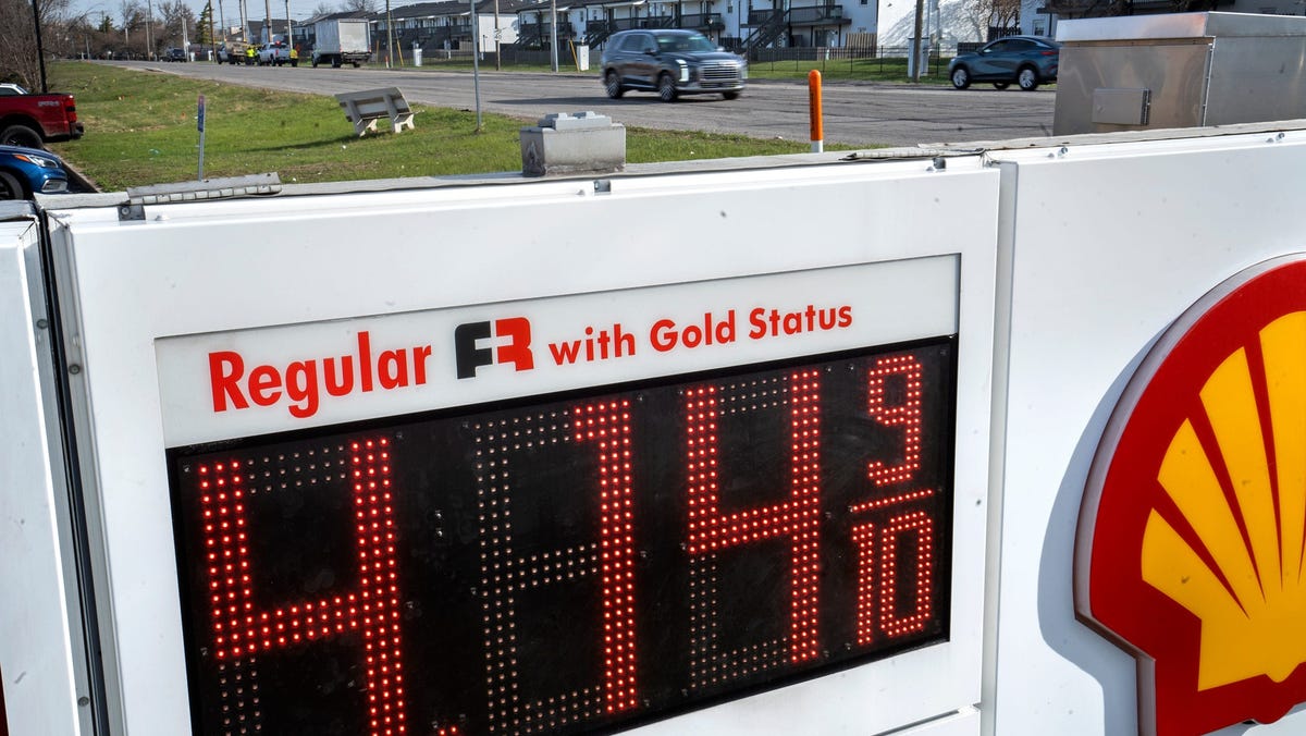 Gas prices have passed the $4 mark in Indianapolis as seen at Wednesday, March 25, 2026 at a Shell station in the 7600 block of Shadeland Ave. Some gas stations offer a small break for people who join their loyalty programs, like this price of $4.14 per gallon.